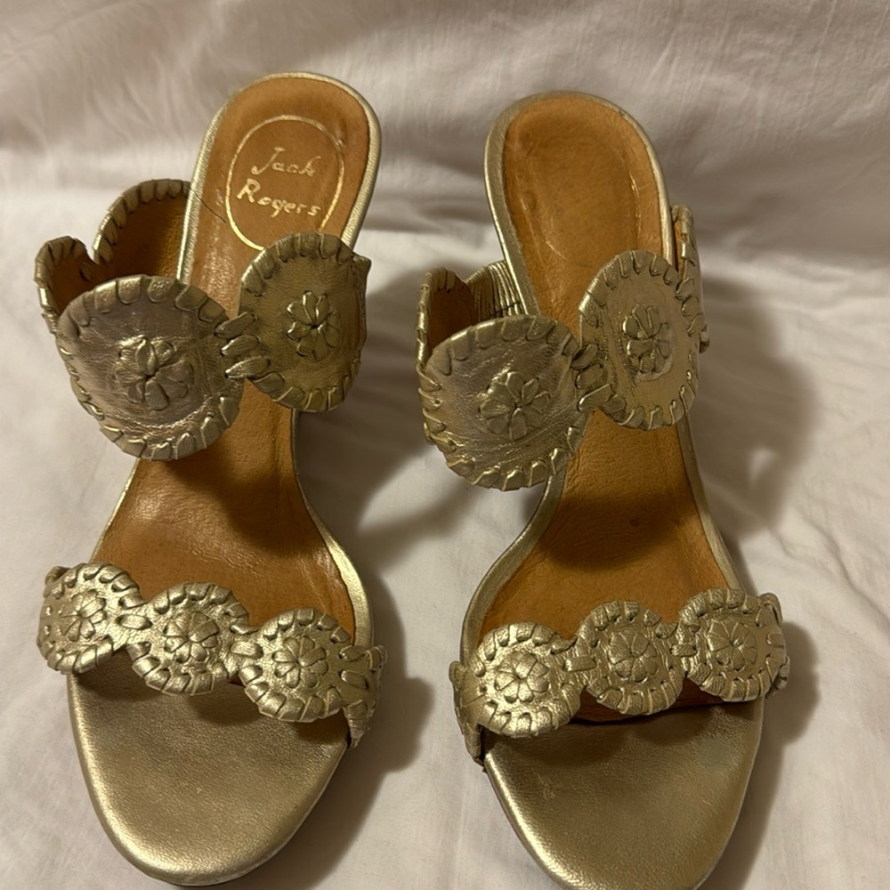 Gorgeous Jack Rogers gold sandals.
